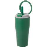 Tango 20 oz Double Wall Tumbler with Silicone Straw — Green (GR) — blank left angle — 55