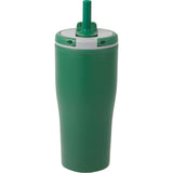 Tango 20 oz Double Wall Tumbler with Silicone Straw — Green (GR) — blank back view — 53