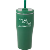 Tango 20 oz Double Wall Tumbler with Silicone Straw — Green (GR) — decorated front view — 47