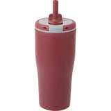 Tango 20 oz Double Wall Tumbler with Silicone Straw — Maroon (MR) — blank back view — 17
