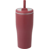 Tango 20 oz Double Wall Tumbler with Silicone Straw — Maroon (MR) — blank front view — 12