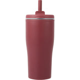 Tango 20 oz Double Wall Tumbler with Silicone Straw — Maroon (MR) — blank front view — 13