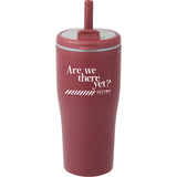 Tango 20 oz Double Wall Tumbler with Silicone Straw — Maroon (MR) — decorated front view — 11