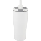 Tango 20 oz Double Wall Tumbler with Silicone Straw — White (WH) — blank back view — 35