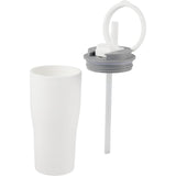 Tango 20 oz Double Wall Tumbler with Silicone Straw — White (WH) — blank detail view — 34