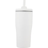 Tango 20 oz Double Wall Tumbler with Silicone Straw — White (WH) — blank front view — 31
