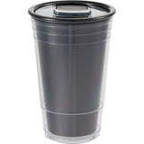 Mipsy 16 oz Recycled Double Wall Tumbler — Black (BK) — blank back view — 17