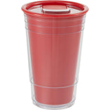 Mipsy 16 oz Recycled Double Wall Tumbler — Red (RD) — blank back view — 8