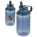 Zach 22 oz RPET Flip-Straw Sports Bottle — Midnight Blue — decorated product view — 21