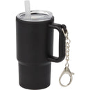 Mini 4 oz Keychain Straw Tumbler — Black (BK) — blank left angle