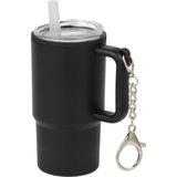 Mini 4 oz Keychain Straw Tumbler — Black (BK) — blank left angle — 70