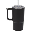 Mini 4 oz Keychain Straw Tumbler — Black (BK) — blank back view