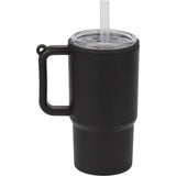 Mini 4 oz Keychain Straw Tumbler — Black (BK) — blank back view — 68