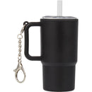 Mini 4 oz Keychain Straw Tumbler — Black (BK) — blank front view