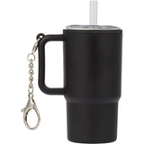 Mini 4 oz Keychain Straw Tumbler — Black (BK) — blank front view — 65