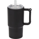 Mini 4 oz Keychain Straw Tumbler — Black (BK) — blank front view