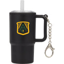Mini 4 oz Keychain Straw Tumbler — Black (BK) — decorated front view