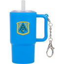 Mini 4 oz Keychain Straw Tumbler — Blue (BL) — decorated front view