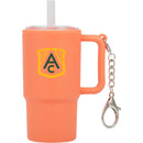Mini 4 oz Keychain Straw Tumbler — Orange (OR) — decorated front view