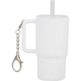 Mini 4 oz Keychain Straw Tumbler — White (WH) — blank front view — 5