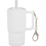 Mini 4 oz Keychain Straw Tumbler — White (WH) — blank front view — 6
