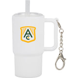 Mini 4 oz Keychain Straw Tumbler — White (WH) — decorated front view — 2