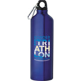 Pacific 26oz Aluminum Sports Bottle — Recycled Blue — decorated front view — 22