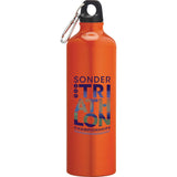 Pacific 26oz Aluminum Sports Bottle — Recycled Orange — decorated front view — 27