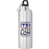 Pacific 26oz Aluminum Sports Bottle — Recycled Silver — decorated front view — 8