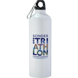 Pacific 26oz Aluminum Sports Bottle — Recycled White — decorated front view — 2