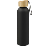 Ryze Aluminum Sports Water Bottle 22 oz with FSC® Bamboo Lid — Black (BK) — blank front view — 10