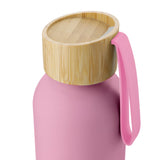 Ryze Aluminum Sports Water Bottle 22 oz with FSC® Bamboo Lid — Pink (PK) — blank front view — 8