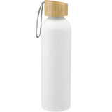 Ryze Aluminum Sports Water Bottle 22 oz with FSC® Bamboo Lid — White (WH) — blank front view — 3