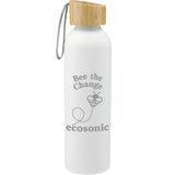 Ryze Aluminum Sports Water Bottle 22 oz with FSC® Bamboo Lid — White (WH) — decorated front view — 2