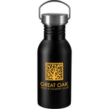 Thor 20oz Stainless Sports Bottle — Black (BK) — decorated front view — 2
