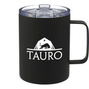 Rover 14oz Vacuum Insulated Camp Mug — Black (BK) — decorated front view