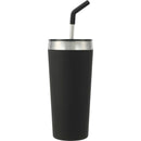 Faye 20oz Vacuum Tumbler w/ SS Straw — Black (BK) — blank back view