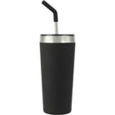 Faye 20oz Vacuum Tumbler w/ SS Straw — Black (BK) — blank front view