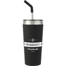 Faye 20oz Vacuum Tumbler w/ SS Straw — Black (BK) — decorated front view