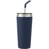 Faye 20oz Vacuum Tumbler w/ SS Straw — Navy (NY) — blank back view — 14