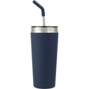 Faye 20oz Vacuum Tumbler w/ SS Straw — Navy (NY) — blank front view