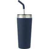 Faye 20oz Vacuum Tumbler w/ SS Straw — Navy (NY) — blank front view — 13