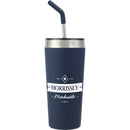 Faye 20oz Vacuum Tumbler w/ SS Straw — Navy (NY) — decorated front view