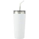 Faye 20oz Vacuum Tumbler w/ SS Straw — White (WH) — blank back view