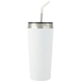 Faye 20oz Vacuum Tumbler w/ SS Straw — White (WH) — blank back view — 4