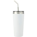 Faye 20oz Vacuum Tumbler w/ SS Straw — White (WH) — blank front view