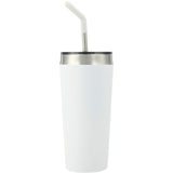 Faye 20oz Vacuum Tumbler w/ SS Straw — White (WH) — blank front view — 3