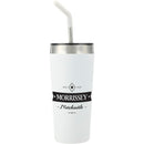 Faye 20oz Vacuum Tumbler w/ SS Straw — White (WH) — decorated front view