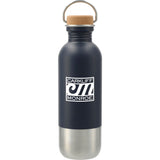 Lagom Single Wall 27oz Stainless Steel Water Bottle — Navy (NY) — decorated front view — 3