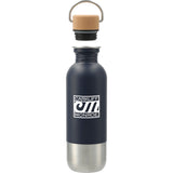 Lagom Single Wall 27oz Stainless Steel Water Bottle — Navy (NY) — decorated front view — 2
